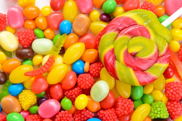 不同的多彩水果糖果特写 — 图库照片