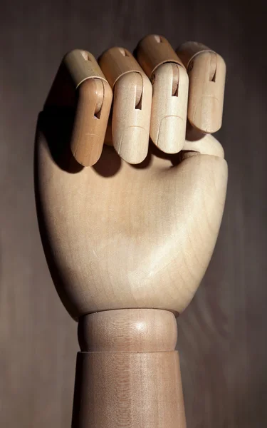 Wooden hand on wooden background — Stock Photo, Image