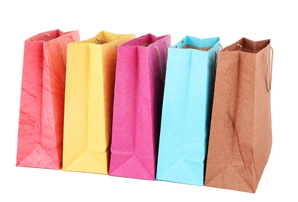 Bolsas de compras coloridas, aisladas en blanco —  Fotos de Stock