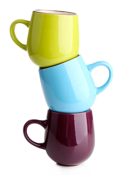 Kleurrijke cups geïsoleerd op wit — Stockfoto