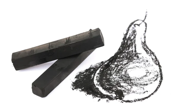 블랙 화이트에 고립 된 탄 화물을 그리기 — 스톡 사진