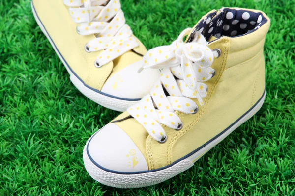 Beautiful gumshoes on green grass background — Stock Photo, Image