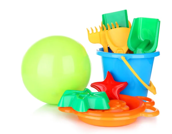 Bright ball and sandbox toys isolated on white — Stock Photo, Image