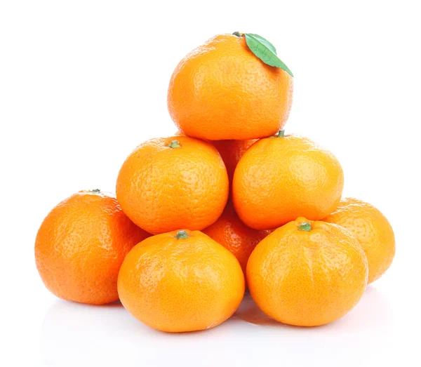 Ripe sweet tangerines, isolated on white — Stock Photo, Image