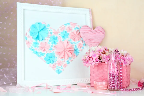 Home decor with handmade picture — Stock Photo, Image