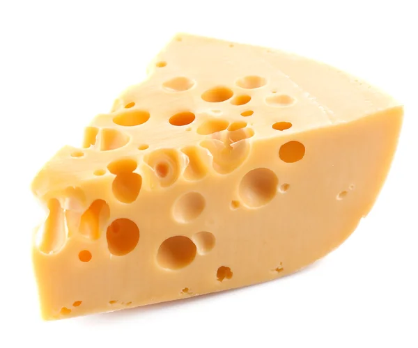 Pedaço de queijo, isolado sobre branco — Fotografia de Stock