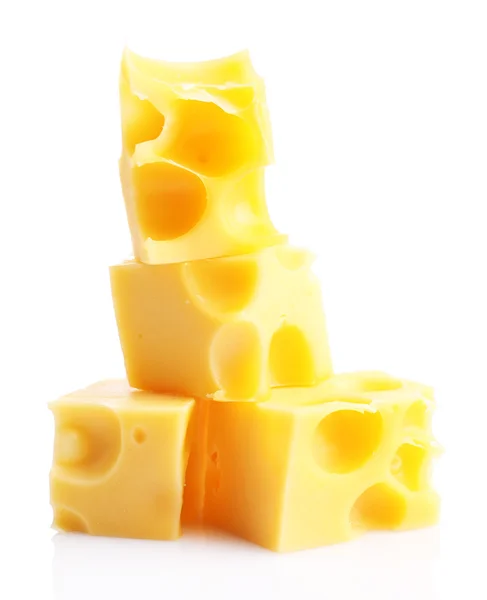 Pieces of cheese, isolated on white — Stock Photo, Image