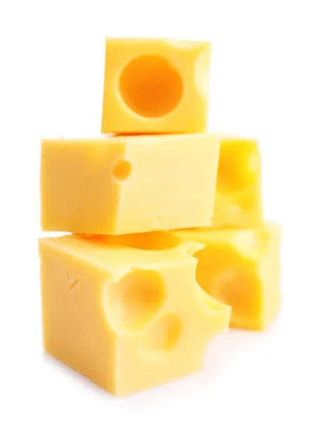 Pieces of cheese, isolated on white — Stock Photo, Image