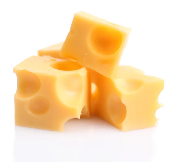 Pieces of cheese, isolated on white — Stock Photo, Image