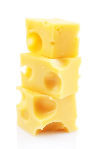 Pieces of cheese, isolated on white — Stock Photo, Image