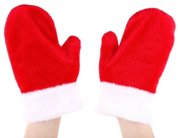 Gants rouges de Noël, isolés sur blanc — Photo