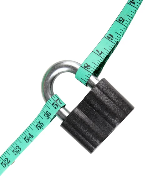 Conceptual photo of unlocking secret of weight loss, Isolated on white — Stock Photo, Image