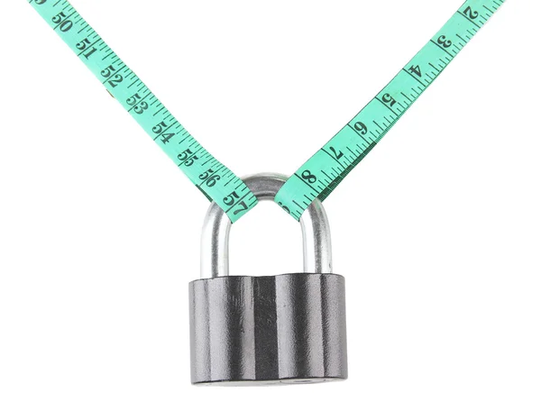 Conceptual photo of unlocking secret of weight loss, Isolated on white — Stock Photo, Image