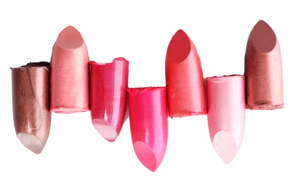 Several different lipsticks isolated on white — Stock Photo, Image