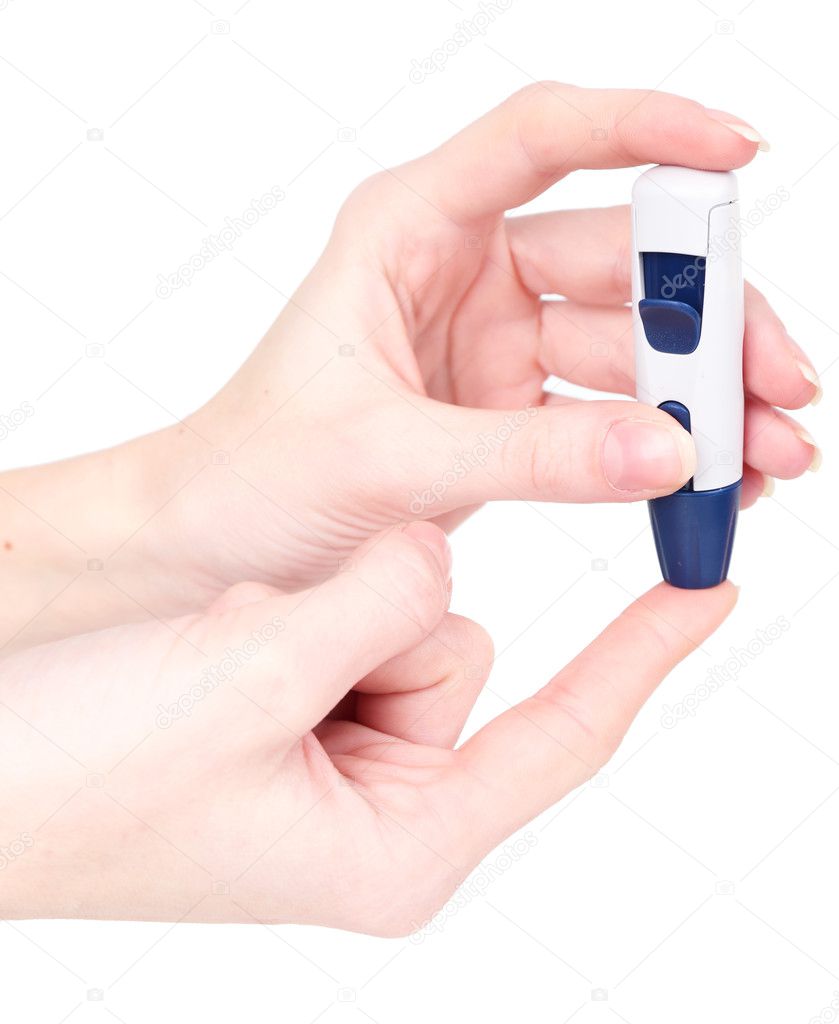 Measuring glucose level blood close-up