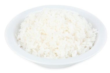 beyaz izole kase pişmiş pirinç