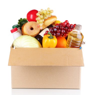 Beyaz izole ürünleri ile kutu