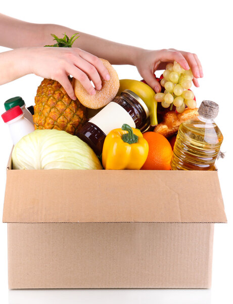 People make out products of box isolated on white