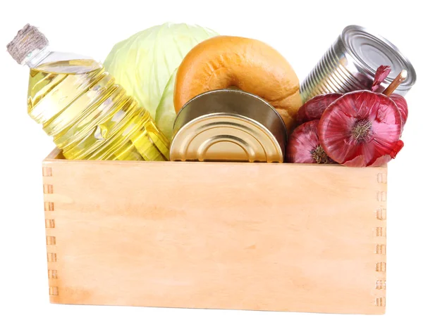 Caja con productos aislados en blanco — Foto de Stock