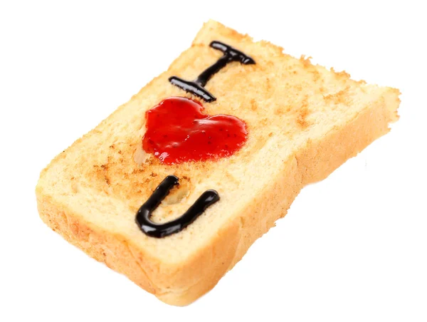 Heerlijke toast met jam geïsoleerd op wit — Stockfoto