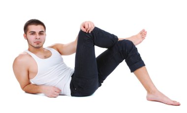 beyaz izole yakışıklı genç