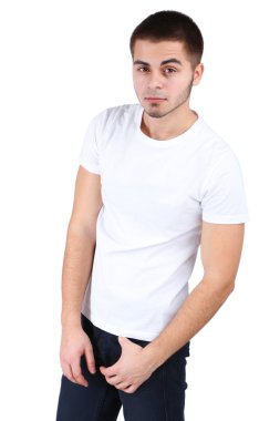 Yakışıklı delikanlı ışık arka plan üzerinde
