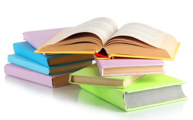 beyaz izole kitap yığınları