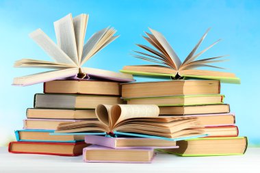 Tablo doğal zemin üzerine kitap yığınları
