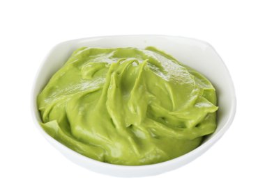 beyaz izole kase taze guacamole