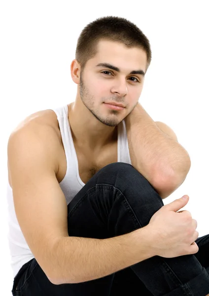 Guapo joven aislado en blanco — Foto de Stock