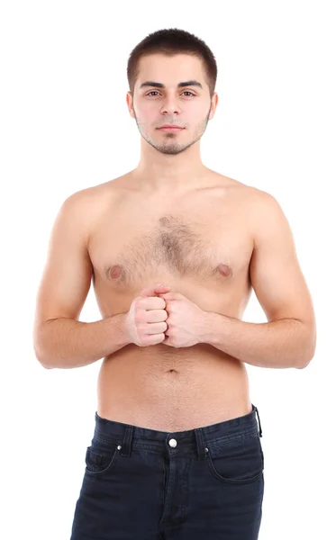 Beau jeune homme isolé sur blanc — Photo