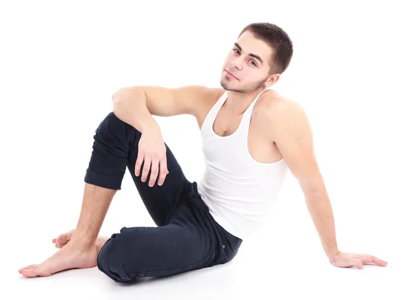 Guapo joven aislado en blanco —  Fotos de Stock