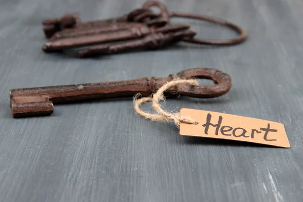 Keys to happiness, Conceptual photo. On color wooden background — Stock Photo, Image