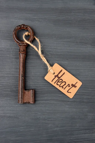 Keys to heart, Conceptual photo. On color wooden background — Stock Photo, Image