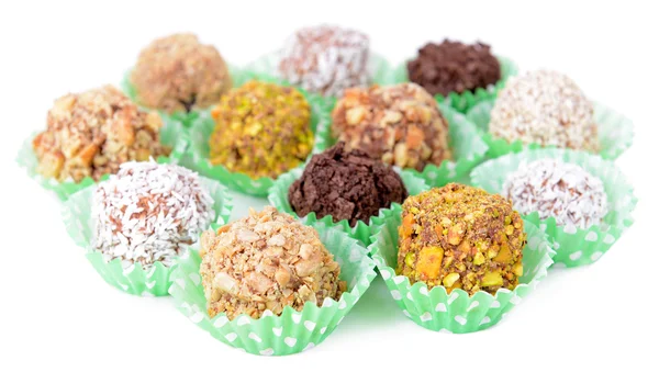 Conjunto de caramelos de chocolate aislados en blanco —  Fotos de Stock