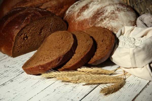 Composition with rye bread on table close up — Stock Photo, Image