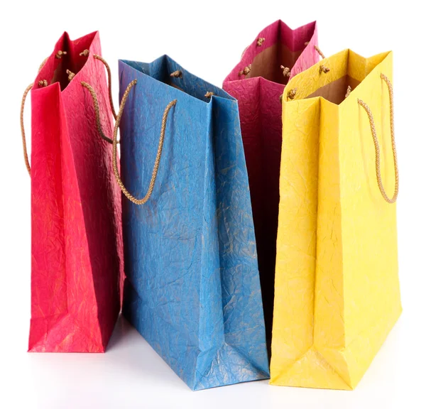 Sacos de compras coloridos, isolados em branco — Fotografia de Stock