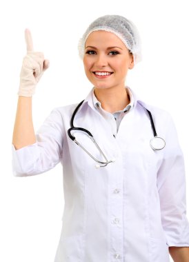 sağlık çalışanı üzerinde beyaz izole