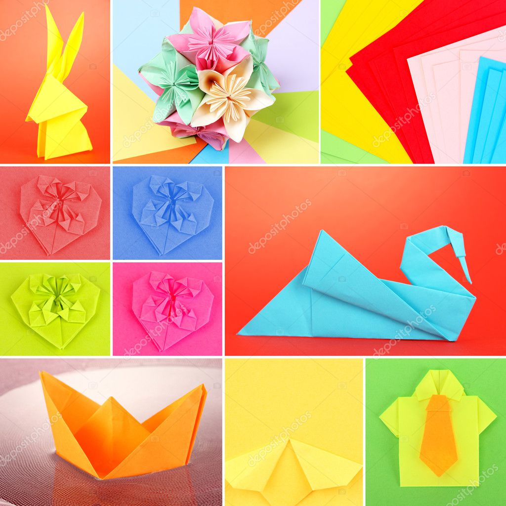 Collage of different origami papers close-up Stock Photo by ©belchonock  40945669
