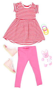 küçük kız, beyaz izole için güzel elbiseler