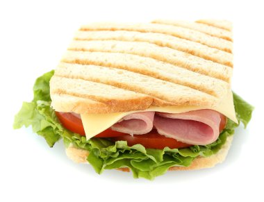 beyaz izole jambon ile lezzetli sandviç