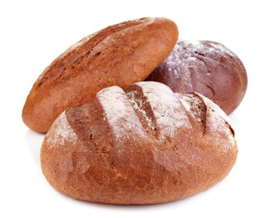 Çavdar ekmek üzerine beyaz izole