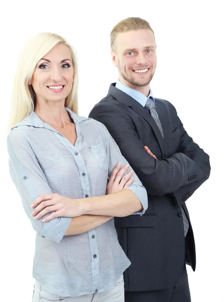 비즈니스 여자와 남자 흰색 절연 — 스톡 사진