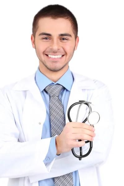 Médico masculino isolado em fundo branco — Fotografia de Stock