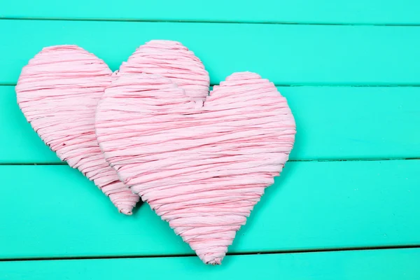 Decorative heart on wooden background — Stock Photo, Image