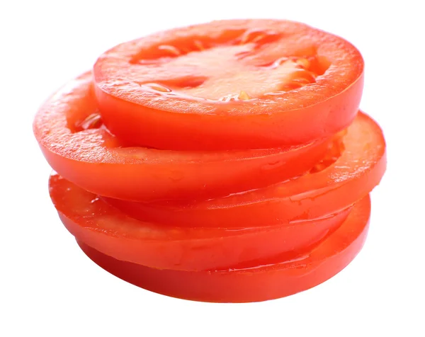 Scheiben frischer Tomaten, isoliert auf weiß — Stockfoto