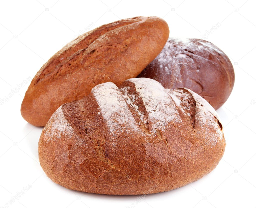 Rye breads isolated on white