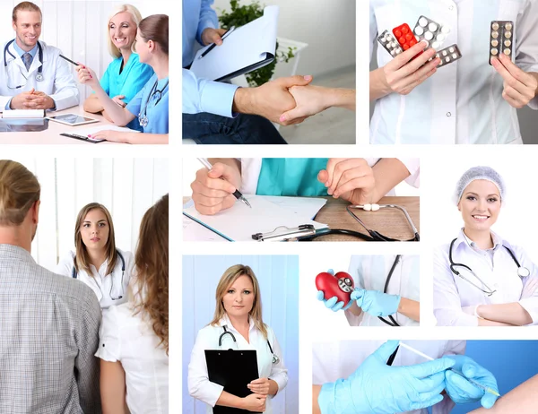 Collage de personal médico en el entorno laboral — Foto de Stock
