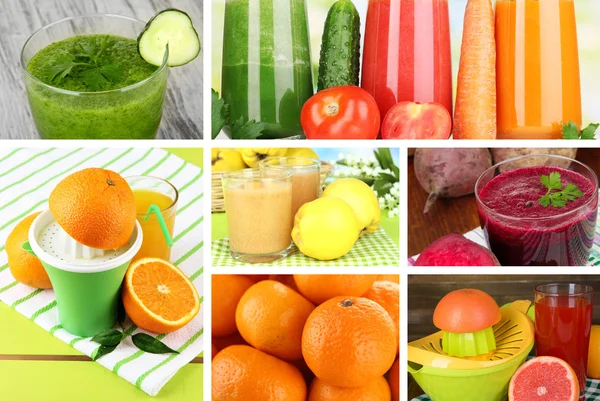 Fresh juice collage — Stock Photo, Image