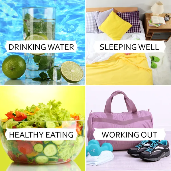 Collage van gezonde levensstijl — Stockfoto